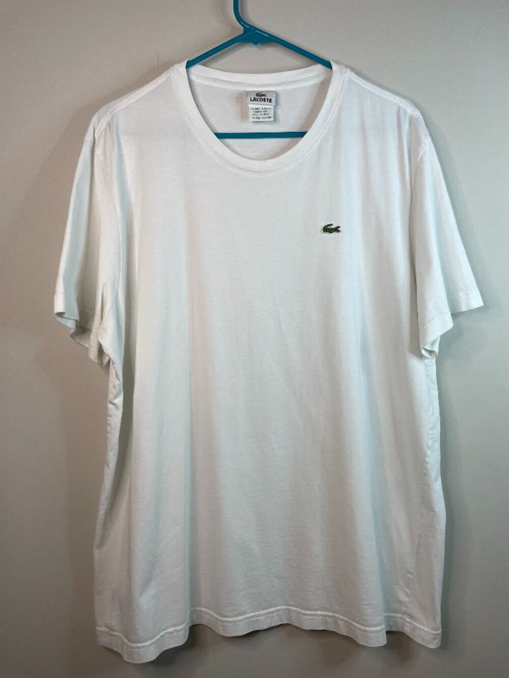 Lacoste Men's Crew Neck Pima Cotton Crocodile White Shirt Lacoste SIze 7 (XL)